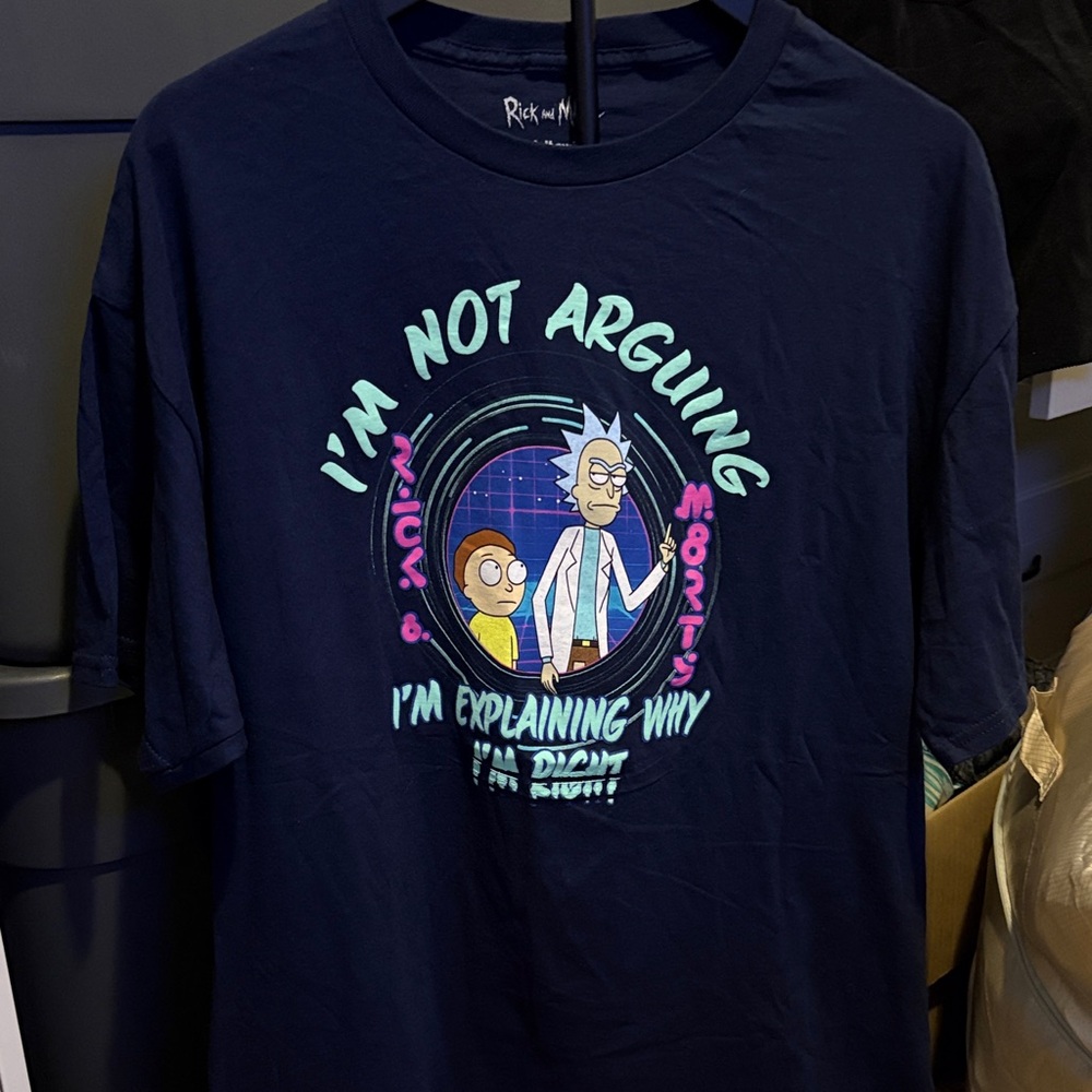 🧨 2/$15 - - Rick and Morty Navy Blue Graphic Tee *Flaw*